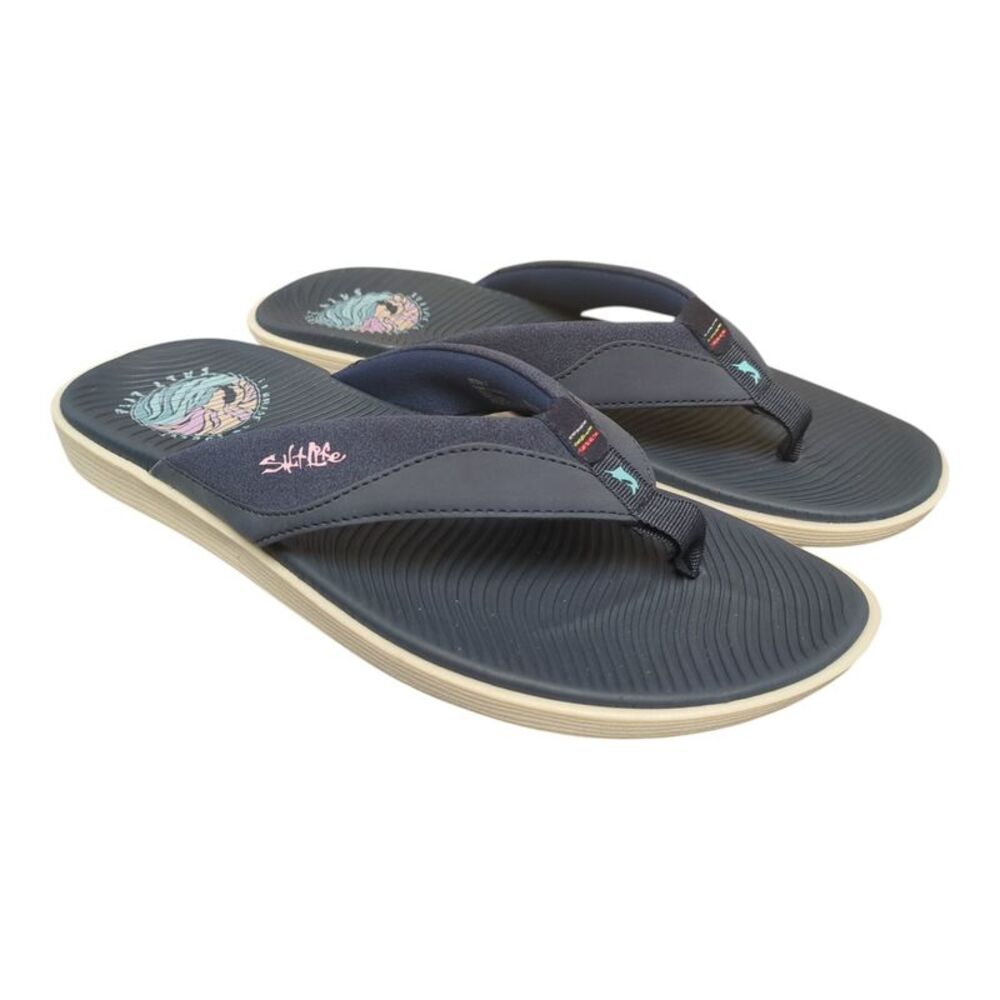 Salt Life Women's Lightweight & Comfortable Memory Foam Padded Flip-Flop - Navy